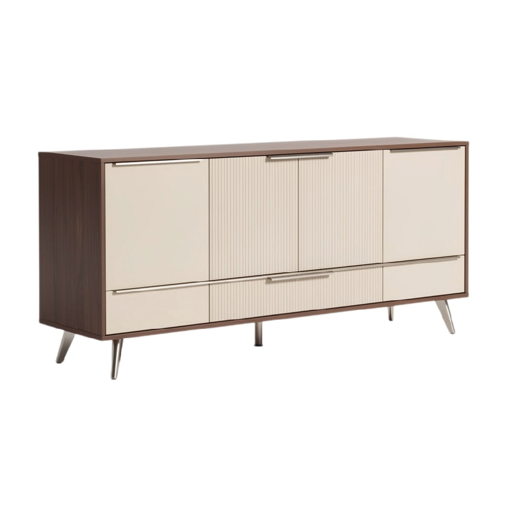 **Moderne Dressoir met Gelaagde Deuren en Minimalistische Poten**