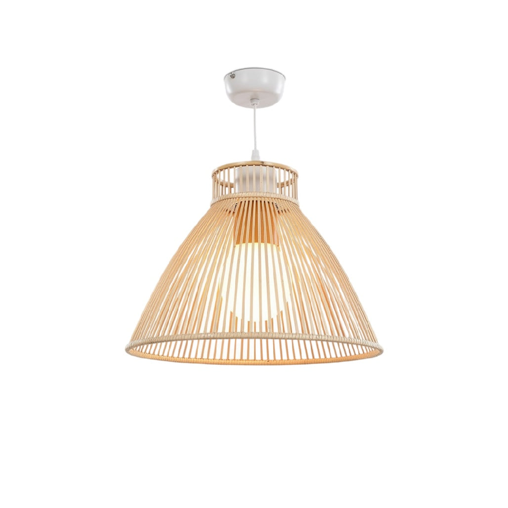 **Technische Titel in het Nederlands: Hanglamp van bamboe met unieke rasterstructuur**