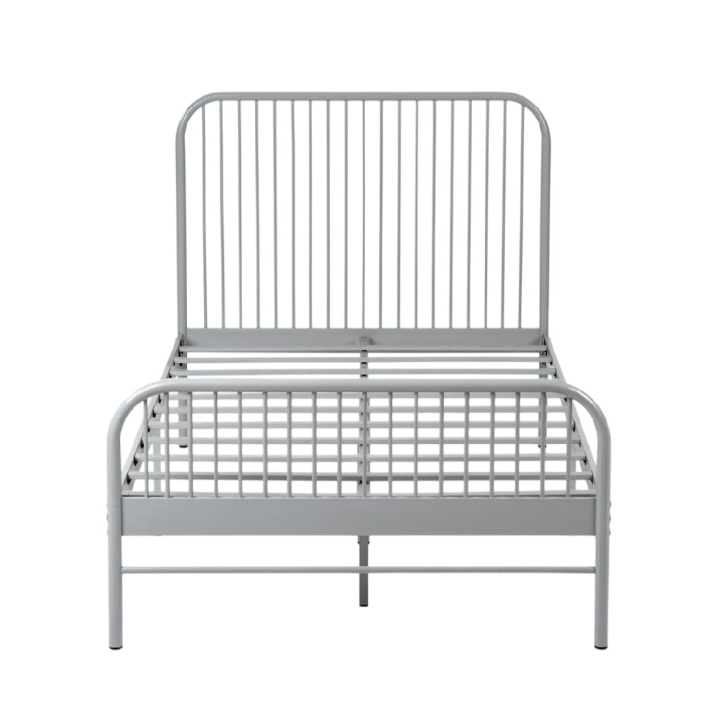 **Technische titel in het Nederlands: Minimalistisch metalen bed met spijlen**